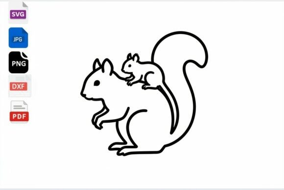 Cute Squirrel Mom and Baby SVG Cut File