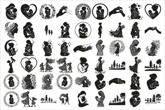 Loving Mother and Children Silhouette