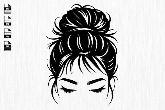 Messy Bun SVG, Hair Bun SVG