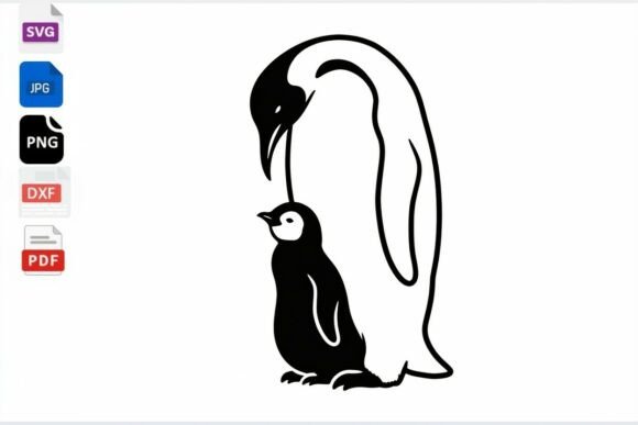 Penguin Mom and Baby SVG, Cute Animal